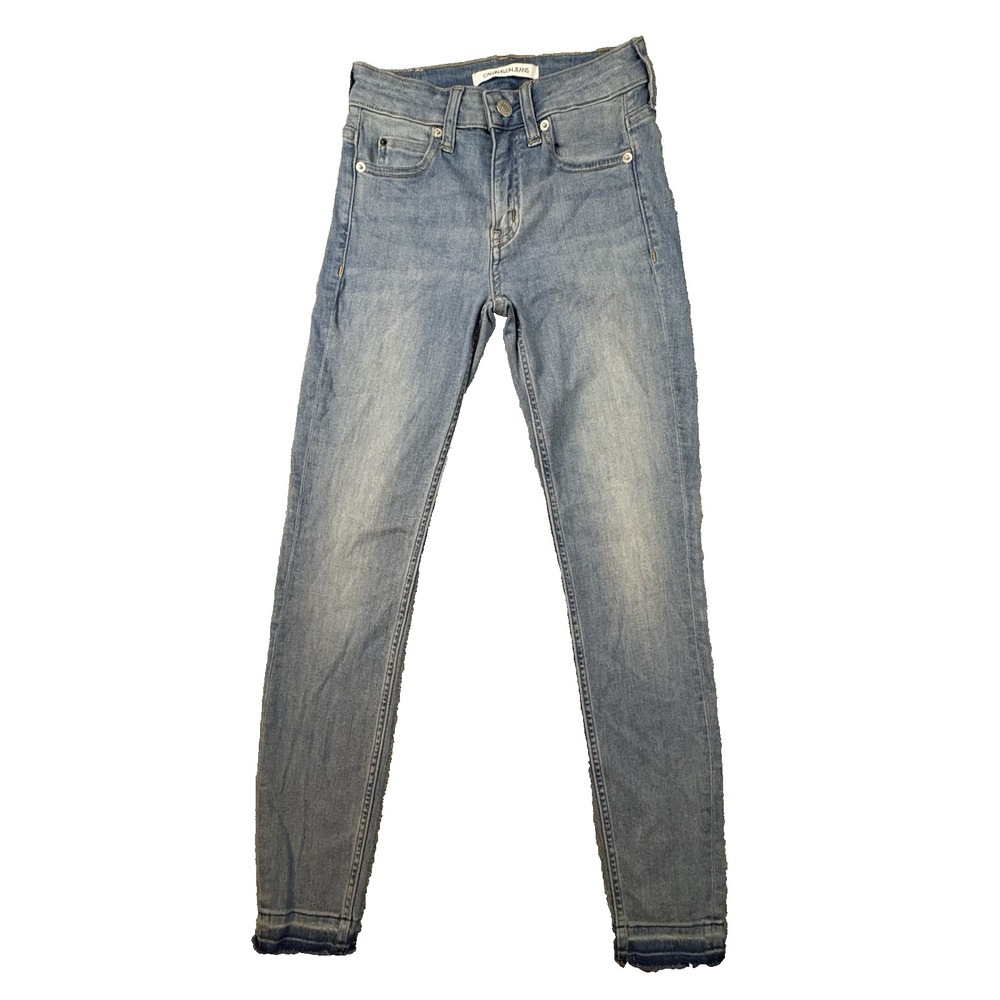 Calvin‎ Klein Jeans Women's 25 (24x27) Blue Skinny Raw Hem Stretch Jeans